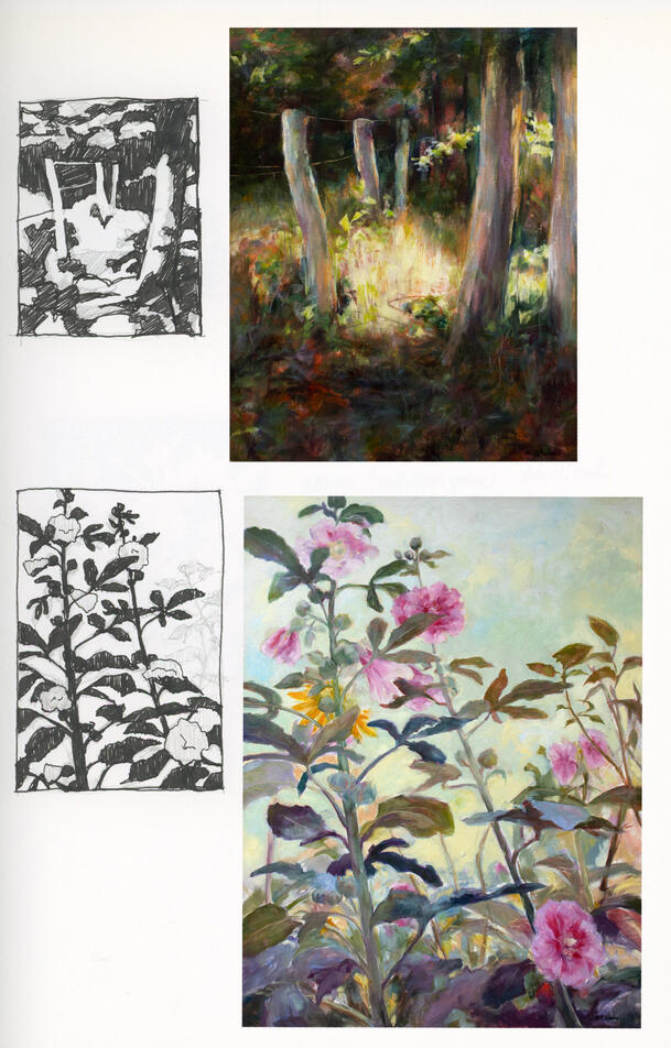 Notan and finished paintings